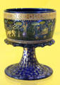 Gilded blue glass goblet by Burgun, Schverer & Co. of France after Venetian original at Coburg Castle. Coburg, Germany.