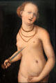Suicide of Lucretia painting by Lucas Cranach the Elder at Coburg Castle. Coburg, Germany.