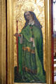 Painting of St Catherine of Alexandria with wheel & sword symbols at St Sebaldus Church. Nuremberg, Germany.