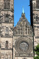 Gothic rose window & details of St. Lawrence Church. Nuremberg, Germany.