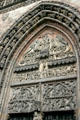 Gothic arch above entrance of St. Lawrence Church. Nuremberg, Germany.