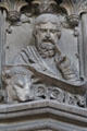 Bull carving of Evangelist Luke on pulpit at St Lawrence Church. Nuremberg, Germany.
