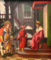 Presentation of captive Florian panel from St. Florian Legend cycle of paintings by Albrecht Altdorfer at Germanisches Nationalmuseum. Nuremberg, Germany.