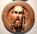 Head of St, John the Baptist on a Charger wood carving from Salzburg at Germanisches Nationalmuseum. Nuremberg, Germany