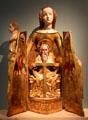 Enthroned Madonna shrine wood carving from West Prussia at Germanisches Nationalmuseum. Nuremberg, Germany.