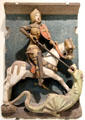 St. George Slaying the Dragon sandstone house sign from Nuremberg at Germanisches Nationalmuseum. Nuremberg, Germany.
