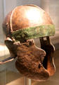 Iron with bronze trim Roman infantry helmet found in Bavaria at Germanisches Nationalmuseum. Nuremberg, Germany.