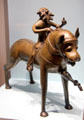 Bronze aquamanile in shape of rider on horse from Nuremberg at Germanisches Nationalmuseum. Nuremberg, Germany.