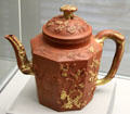 Red Böttger stoneware teapot by Meissen at Germanisches Nationalmuseum. Nuremberg, Germany