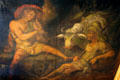 Ceiling painting of myth of Argus Panoptes guarding heifer-nymph Io & being lured to sleep by Hermes playing flute at Fembohaus City Museum. Nuremberg, Germany.