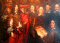 Detail of King of Sweden at Nuremberg peace banquet to end Thirty Years' War painting by Joachim von Sandrart at Fembohaus City Museum. Nuremberg, Germany.