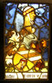 Tucher coat of arms on stained glass window at Tucher Mansion Museum. Nuremberg, Germany.