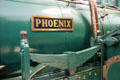 Name plate over leaf spring of steam locomotive Bad. IX Phoenix at Nuremberg Transport Museum. Nuremberg, Germany.