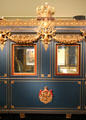 Crown & decoration on private salon car of King Ludwig II of Bavaria at Nuremberg Transport Museum. Nuremberg, Germany.