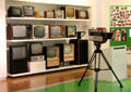 Collection of televisions at Museum of Communications in Nuremberg Transport Museum. Nuremberg, Germany.