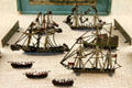 Cast tin sailing ship models of English fleet at City Toy Museum. Nuremberg, Germany