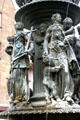 Detail of figures on Fountain of Virtue near intersection of Königstrasse & Lorenzerplatz. Nuremberg, Germany.