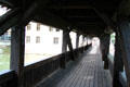 Hangman's walkway wooden bridge across Pegnitz River. Nuremberg, Germany.