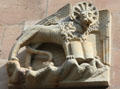Carved winged lion of St Mark Evangelist on building at Weißgerbergasse. Nuremberg, Germany.