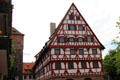Red & white half-timbered building. Nuremberg, Germany.