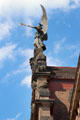 Horn-blowing angel atop Nürnberg Opera House. Nuremberg, Germany.