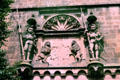 Carved knights on façade Heidelberg Castle building. Heidelberg, Germany.