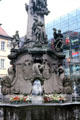 Fountain in front of Rathaus. Würzburg, Germany.