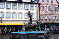 Market fountain with statue of knight. Bad Mergentheim, Germany.