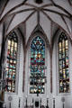 Stained glass windows in chancel of Minster of our Lady parish church. Donauwörth, Germany.