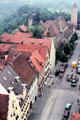 Herrngasse lined with mansions of once well known citizens viewed from city hall tower. Rothenburg ob der Tauber, Germany.