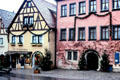 Steep roofed buildings as seen from town walls. Rothenburg ob der Tauber, Germany.
