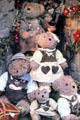 Bears dressed in Bavarian costumes in shop window. Rothenburg ob der Tauber, Germany.
