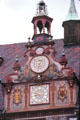 Decorative details & functioning astronomical clock by Johann Stöfler on Rathaus. Tübingen, Germany.