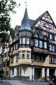 Large half-timbered house with complex architecture at the corner of Ludengasse & Ammergasse. Tübingen, Germany.