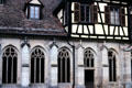Half-timbered Gothic gallery of Bebenhausen Abbey. Germany.
