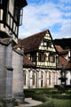 Half-timbered dormer & formal gardens of Bebenhausen Abbey. Germany