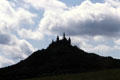 Profile of Hohenzollern Castle on hilltop, part of Swabian Jura. Germany.