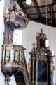 Baroque pulpit & Canopy of St. Sebastian Church. Reichenbach, Germany.