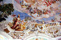 Steinhausen Pilgrimage Church ceiling mural, Allegory of America, by Johann Baptist Zimmermann. Steinhausen, Germany