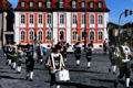 Fife & drum corps in front of baroque guest house. Ansbach, Germany.
