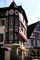 Half-timbered building with oriel window. Ansbach, Germany.