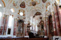 Rococo interior of Liebfrauenkirche. Günzburg, Germany
