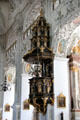 Ornate pulpit & plasterwork in St Benedict church at Benediktbeuern Abbey. Germany.