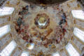 Dome of Ettal Benedictine Abbey with fresco including several hundred figures glorifying the mission of the Benedictine Order by Johann Jakob Zeiller. Ettal village, Germany.