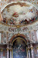 Frescoes & painting of Assumption of the Blessed Virgin on high altar at Ettal Benedictine Abbey. Ettal village, Germany.