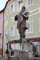 Statue of Kaspar Tiefenbrucker most famous European lute maker of 16thC. Füssen, Germany.