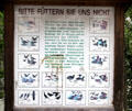 Sign illustrating all the water birds which can be found in area. Füssen, Germany.