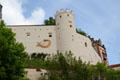 Walls of Hohes Schloss zu Füssen , former Bishops Palace, now branch gallery of Bavarian State Painting Collections & City Gallery. Füssen, Germany.