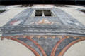 False oriel window with Bishop's symbol on building at Hohes Schloss zu Füssen. Füssen, Germany.