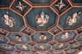 Details of carved wooden ceiling in State Gallery at Hohes Schloss zu Füssen. Füssen, Germany.